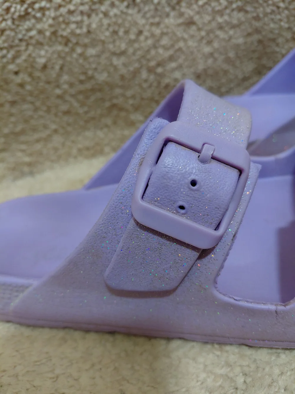 The Children's Place Girl's Casual Lilac Glitter Slides Sandals